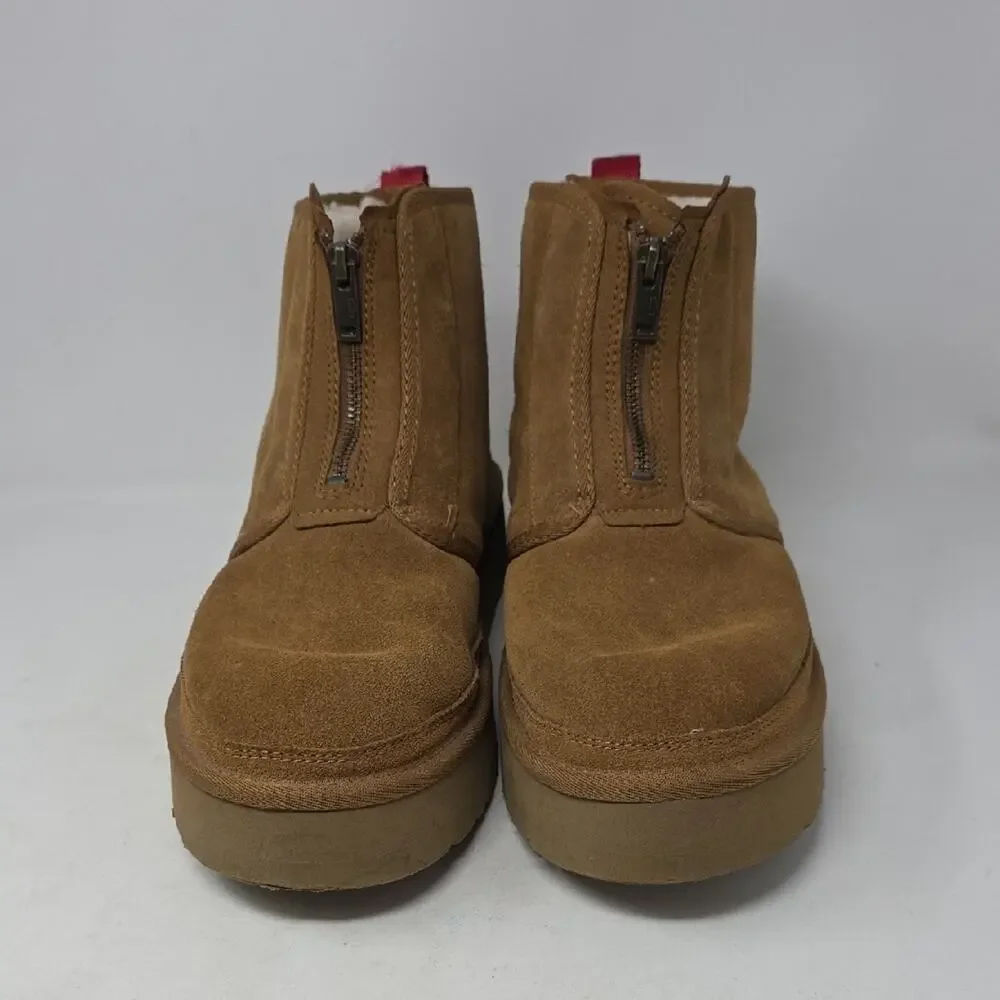 UGG Tan Suede Zip-Up Boots Platform Chesnut Women's Size 11
